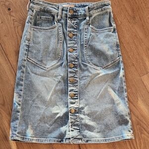 Denim Button-Front Skirt